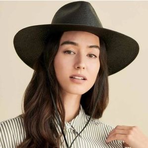 Jenni Kayne palm straw safari hat black